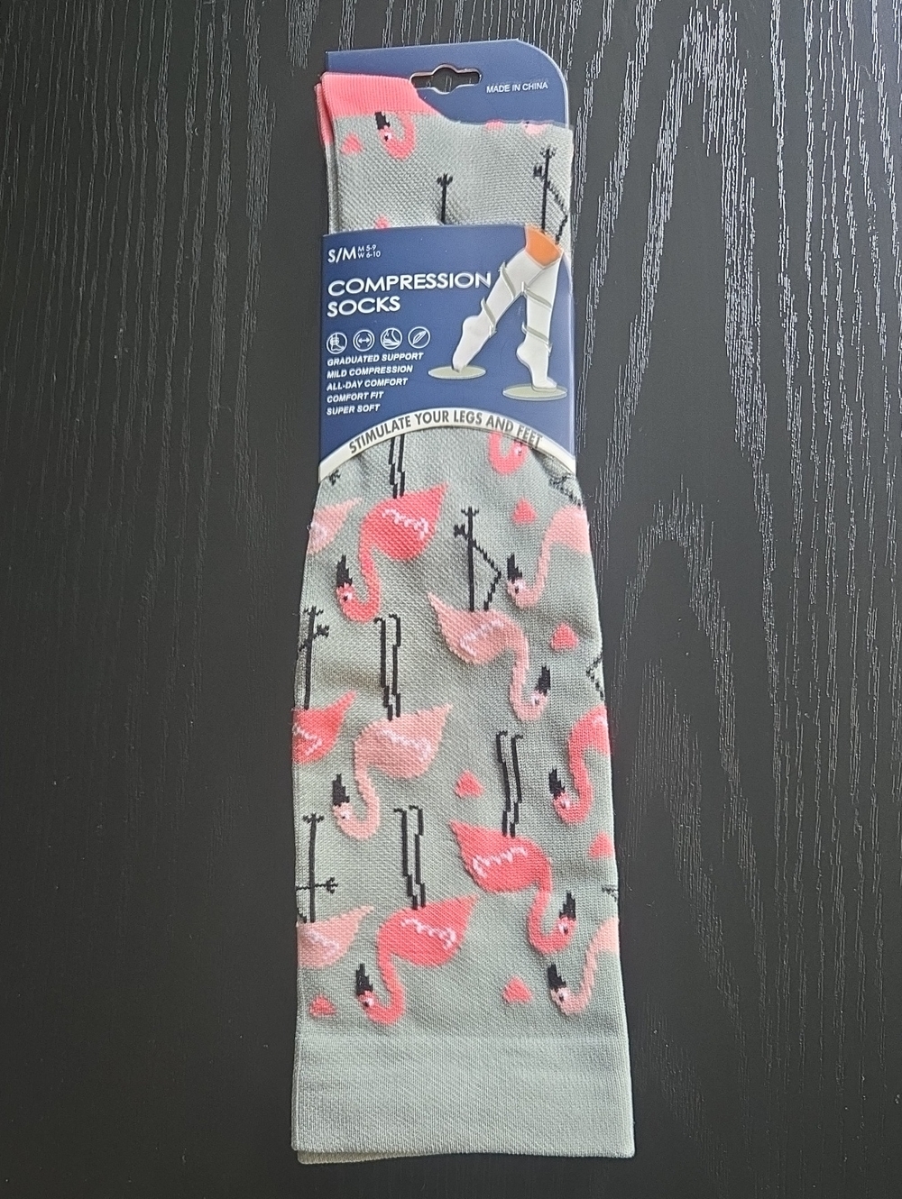 Compression Socks Flamingo Pattern